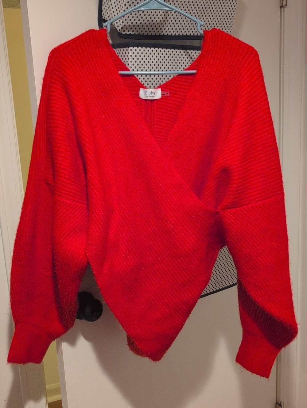Bluivy Vibrant Red V-Neck Wrap Sweater